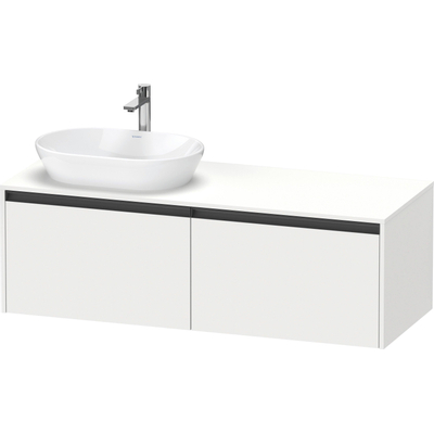 Duravit Ketho 2 wastafelonderbouwkast incl. consoleplaat met 2 laden voor waskom links 140x55x45.9cm met handgrepen antraciet wit mat