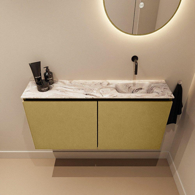 MONDIAZ TURE-DLUX 100cm toiletmeubel Oro. EDEN wastafel Glace positie rechts. Zonder kraangat.
