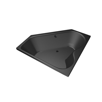 Xenz Cyprus hoekbad - 145x145cm - met overloop - zonder afvoer - Hoekopstelling links of rechts - Acryl Ebony mat