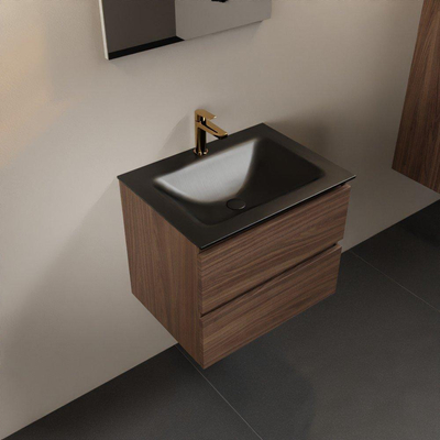 Mondiaz Aivy badmeubelset - 60x45x50cm - 1 kraangat - 1 wasbak urban Solid surface - Midden - 2 lades - Met spiegel - Melamine Mocha