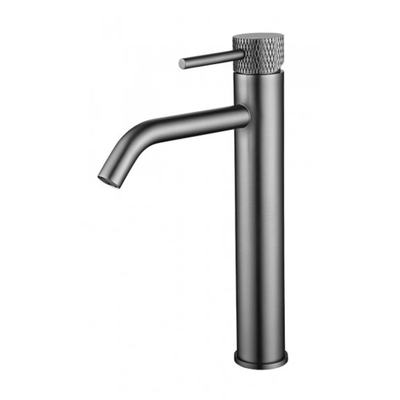 Wiesbaden Ribbd XL wastafelkraan hoog gunmetal