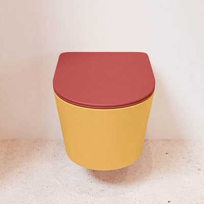 MONDIAZ LAVIE wandclosetpack - 36x53cm - diepspoel - rimless - Ocher (geel) - softclose - quick-release - toiletzitting - Fire (rood)