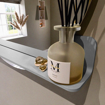 Mondiaz SPOT Badkamerspiegel - rond 90cm - spiegelplanchet - kleur Plata