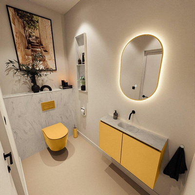 MONDIAZ TURE-DLUX 80cm toiletmeubel Ocher. EDEN wastafel Opalo positie midden. Zonder kraangat.