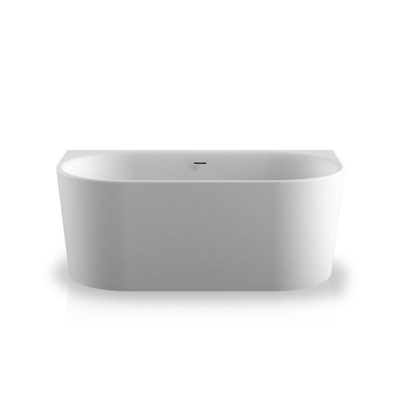 Plieger Kansas Halfvrijstaand bad - 155x80x60cm - met slotoverloop - met af- en overloopgarnituur - met poten - acryl - mat wit