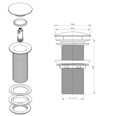 Best Design clic waste lange draad 9cm 5/4