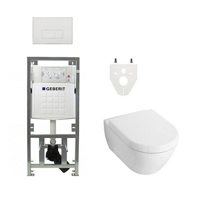 Villeroy Boch Subway 2.0 DirectFlush Toiletset - geberit reservoir - bedieningsplaat rechthoekige knoppen - softclose - wit