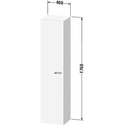 Duravit XBase badkamerkast 40x35.8x176cm 1 deur Standaard greep Grafiet