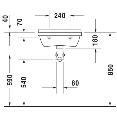 Duravit Starck 3 Med wastafel 50x36cm zonder kraangat zonder overloop met wondergliss wit