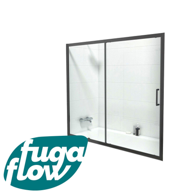 FugaFlow ID06 Quick Fit Badwand - 2 delige schuifdeur - 170x150cm - 6mm veiligheidsglas - anti kalk - mat zwart
