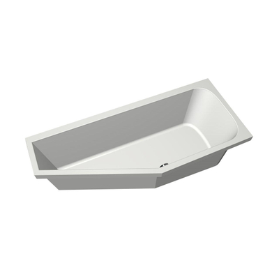 Xenz Lagoon compact ligbad - 170x75cm - met overloop - zonder afvoer - Hoekopstelling rechts - Acryl Wit