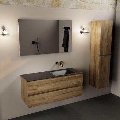 Mondiaz Aivy badmeubelset - 120x45x50cm - 0 kraangaten - 1 wasbak urban Solid surface - Rechts - 2 lades - Met spiegel - Melamine Chai