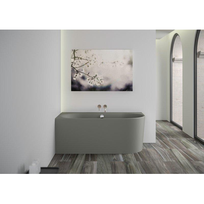 Plieger Kansas Hoekbad - 155x80x60cm - hoek links - met waterinlaat - met af- en overloopgarnituur - met poten - acryl - cementgrijs