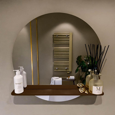 Mondiaz SPOT Badkamerspiegel - rond 70cm - spiegelplanchet - kleur Rust