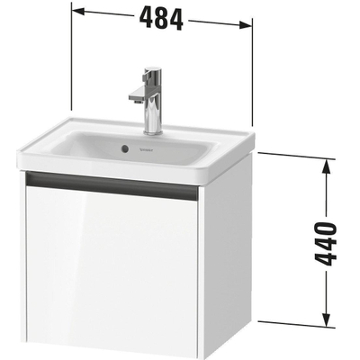 Duravit Ketho 2 wastafelonderbouwkast met 1 lade 48.4x37.5x44cm met greep antraciet basalt mat