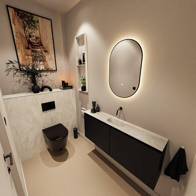 MONDIAZ TURE-DLUX 120cm toiletmeubel Urban. EDEN wastafel Ostra positie midden. Zonder kraangat.
