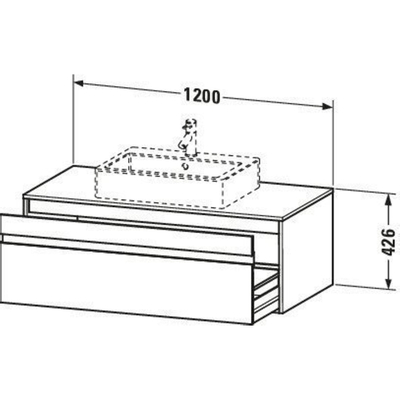 Duravit Ketho Wastafelonderkast 120x55x42.6cm 1 lade Standaard greep met softclose spaanplaat Grafiet Mat