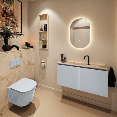 MONDIAZ TURE-DLUX 100cm toiletmeubel Clay. EDEN wastafel Frappe positie midden. Met 1 kraangat.