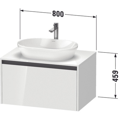 Duravit Ketho 2 wastafelonderbouwkast incl. consoleplaat met 1 lade 80x55x45.9cm met handgreep antraciet basalt mat