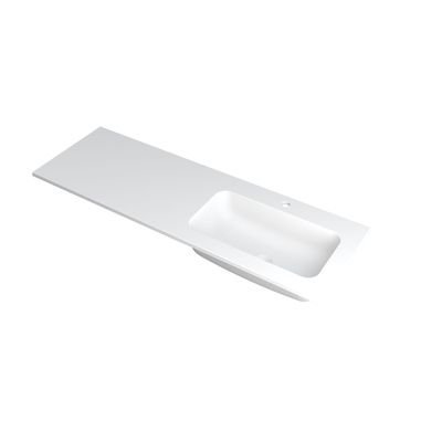 INK Faktor wastafel - 140x45x1.5cm - 1 wasbak rechts - 1 kraangat - polystone wit mat