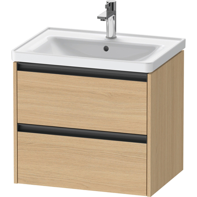 Duravit Ketho 2 wastafelonderbouwkast met 2 laden 63.4x45.5x54.9cm met grepen antraciet natuur eiken mat