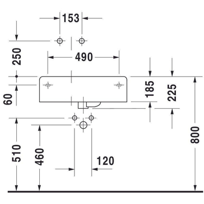 Duravit Scola wastafel bak links 61.5x46cm m. kraangat wit