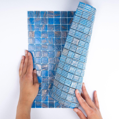 The Mosaic Factory Amsterdam mozaïektegel - 32.2x32.2cm - wand en vloertegel - Vierkant - Glas Blue glans