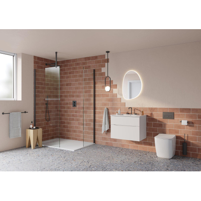 Crosswater 3ONE6 Design handdoucheset - staafhanddouche - gladde doucheslang - wandhouder - slate (gunmetal)