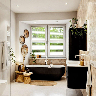 MONDIAZ VICA 120cm badmeubel onderkast Urban 2 lades. Wastafel CLOUD midden zonder kraangat, kleur Talc.