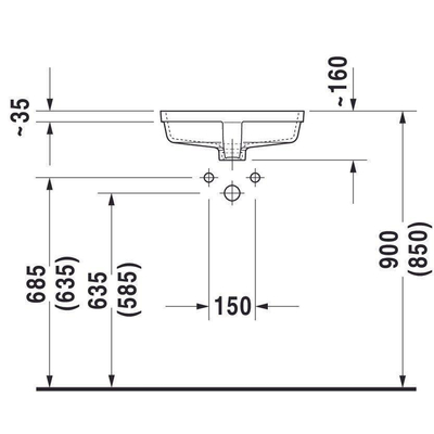 Duravit Vero inbouw wastafel 43x31,5 cm Gliss wit