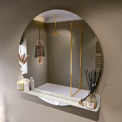 Mondiaz SPOT Badkamerspiegel - rond 110cm - spiegelplanchet - kleur Linen