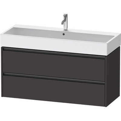 Duravit Ketho 2 wastafelonderbouwkast met 2 lade voor enkele wastafel 118.4x46x54.9cm met grepen antraciet grafiet supermat