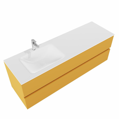 MONDIAZ VICA Badkamermeubelset - 150cm - 2 lades - wasbak Cloud links - 1 kraangat - solid surface ocher