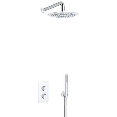 Fortifura Calvi Inbouw Regendoucheset - thermostatisch - wandarm - 30cm hoofddouche - staaf handdouche - gladde doucheslang - chroom