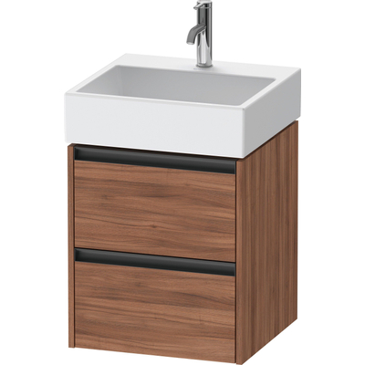 Duravit Ketho 2 wastafelonderbouwkast - 2 laden - 48.4x46x54.9cm - grepen antraciet - noten mat