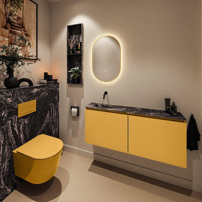 MONDIAZ TURE-DLUX 120cm toiletmeubel Ocher. EDEN wastafel Lava positie links. Zonder kraangat.