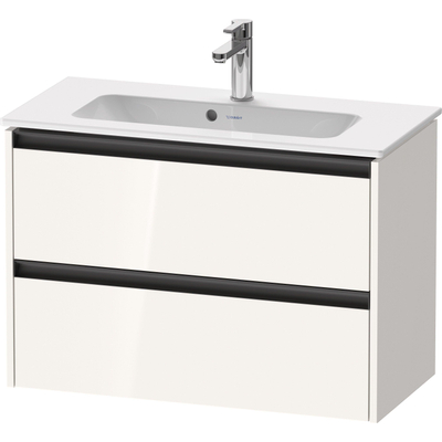 Duravit Ketho 2 wastafelonderbouwkast met 2 laden 81x39x54.9cm met grepen antraciet hoogglans wit