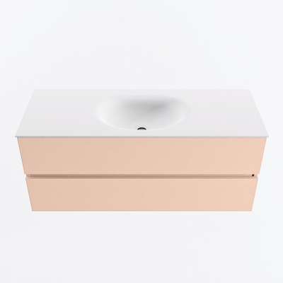 MONDIAZ VICA Badkamermeubelset - 120cm - onderkast rosee- 2 lades - wastafel moon midden - 1 kraangat - 60cm hoge versie - talc