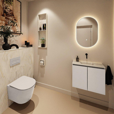MONDIAZ TURE-DLUX 60cm toiletmeubel Linen. EDEN wastafel Ostra positie midden. Zonder kraangat.
