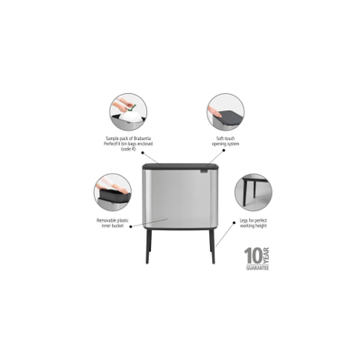 Brabantia Bo Touch Bin Afvalemmer - 36 liter - kunststof binnenemmer - matt steel fingerprint proof