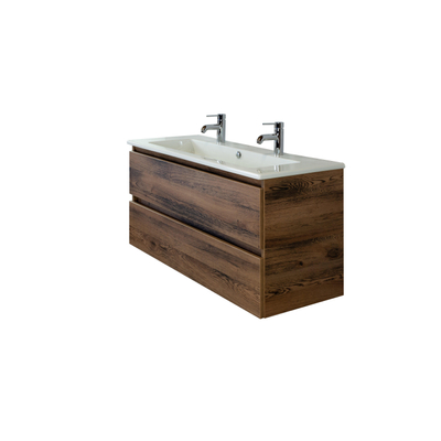 HR badmeubelen Gala Wastafel - 121x46x2cm - 1 wasbak - 2 kraangaten - keramiek wit