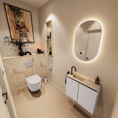 MONDIAZ TURE-DLUX 60cm toiletmeubel Cale. EDEN wastafel Frappe positie links. Met 1 kraangat.