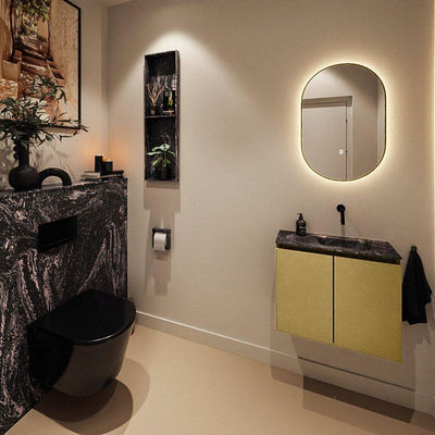 MONDIAZ TURE-DLUX 60cm toiletmeubel Oro. EDEN wastafel Lava positie rechts. Zonder kraangat.