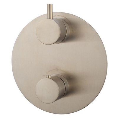 Wiesbaden Caral Rond afbouwdeel inbouwthermostaat 2 weg geborsteld staal