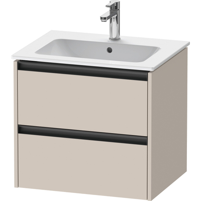 Duravit Ketho 2 wastafelonderbouwkast met 2 laden 61x48x55cm met grepen antraciet taupe mat