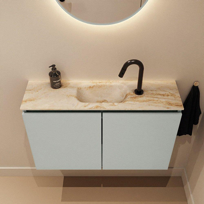 MONDIAZ TURE-DLUX 80cm toiletmeubel Greey. EDEN wastafel Frappe positie midden. Met 1 kraangat.