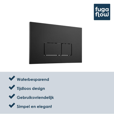 FugaFlow Elvas Bedieningsplaat - Met dualflush frontbediening voor Geberit UP320 - Inbouwreservoir - Metaal - Rond - Mat zwart