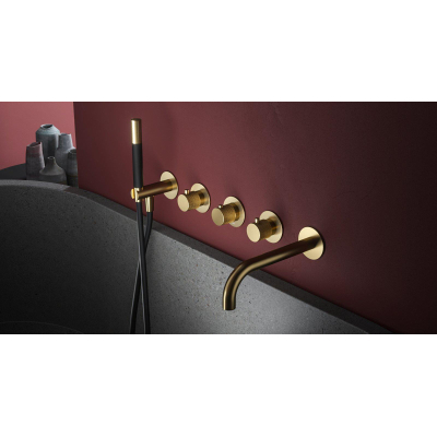 Hotbath Cobber X afbouwdeel voor douchethermostaat met 2 stopkranen met uitloop geborsteld messing pvd