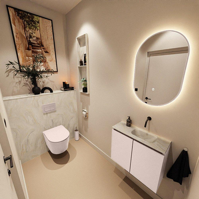 MONDIAZ TURE-DLUX 60cm toiletmeubel Rosee. EDEN wastafel Ostra positie rechts. Zonder kraangat.