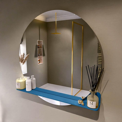 Mondiaz SPOT Badkamerspiegel - rond 100cm - spiegelplanchet - kleur Jeans